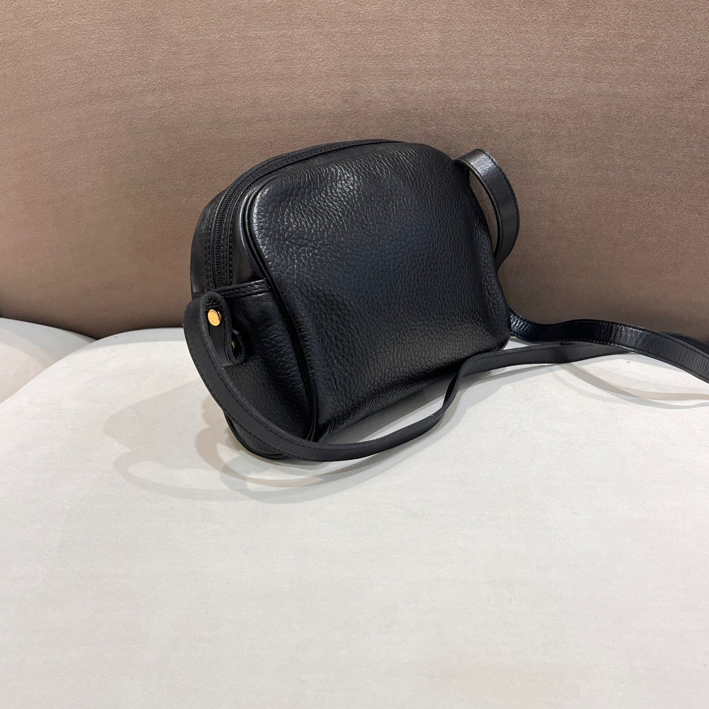Christian Dior Vintage Cd Logo Grained Leather Black Crossbody Shoulder Bag