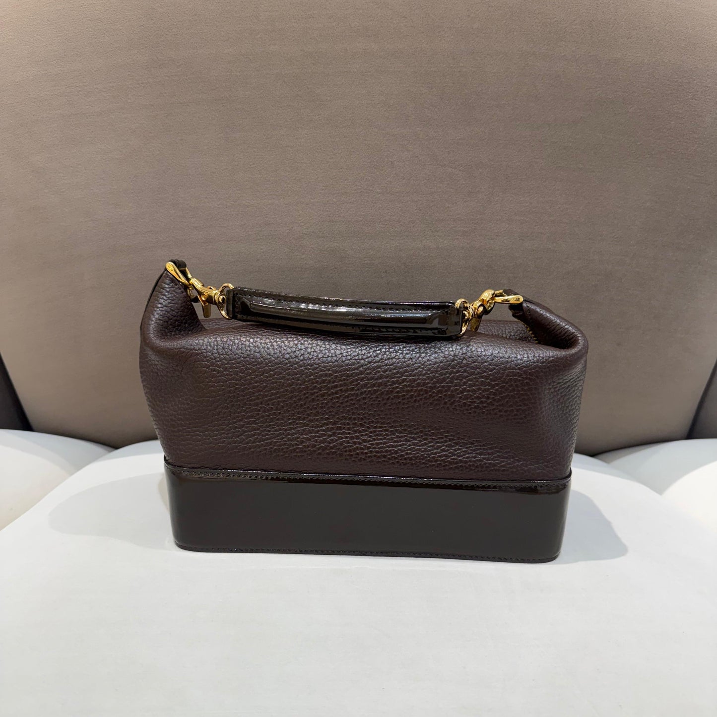Versace Vintage Brown Grained Leather Medusa Sunburst Shoulder Bag