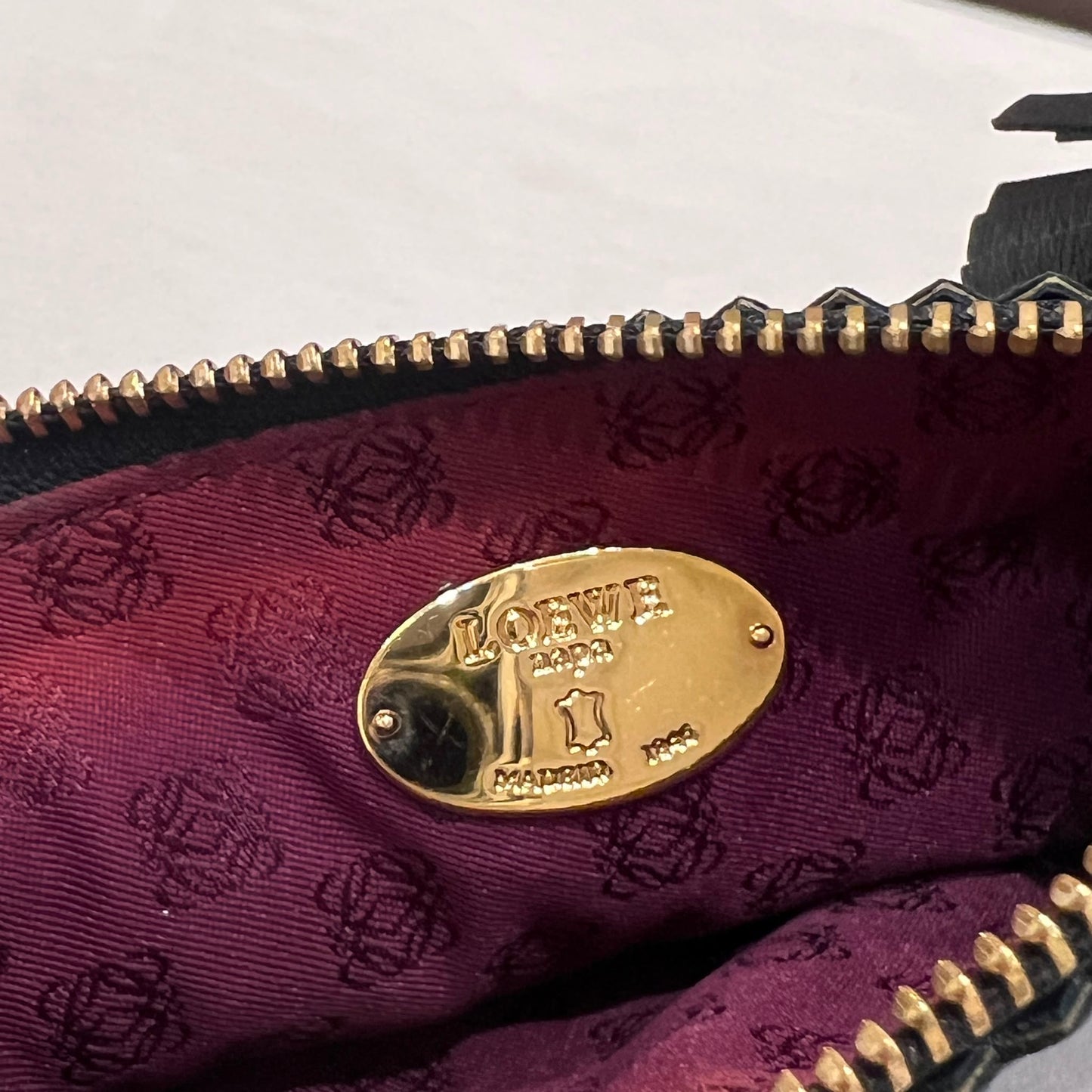 Loewe Vintage Black Nappa Leather Anagram Coin Pouch Key Case