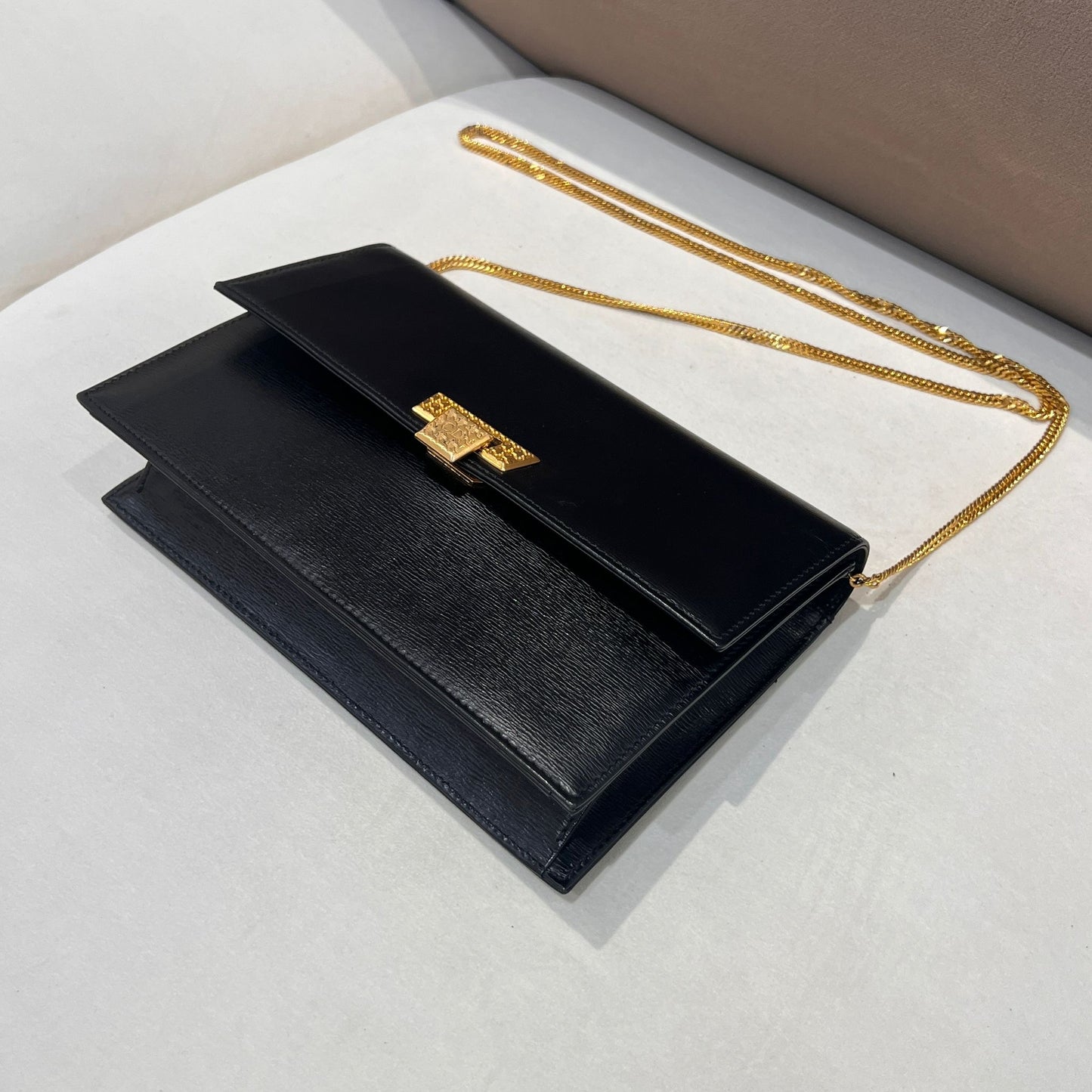 Christian Dior Vintage Black Leather Chain Shoulder Bag