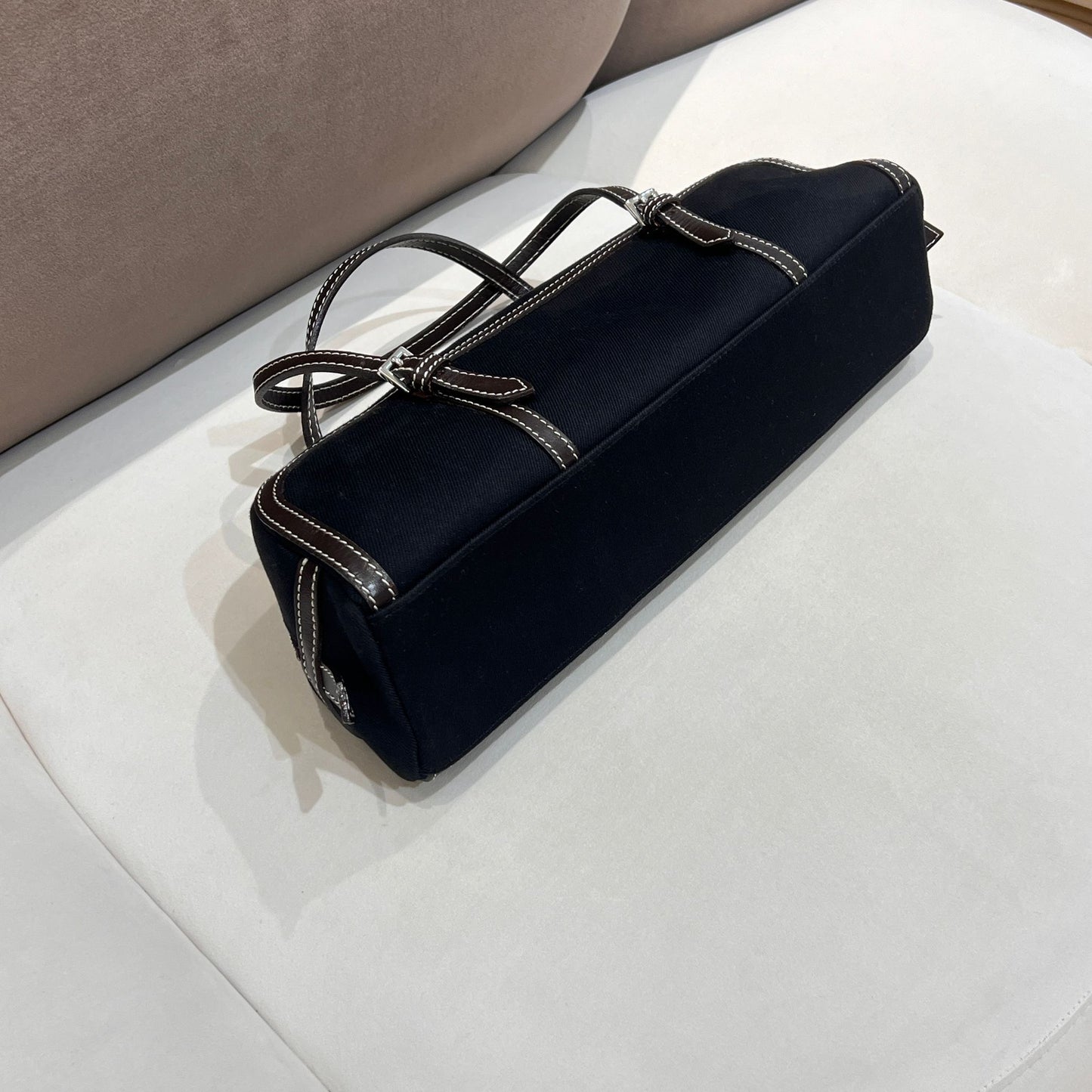 Burberry Blue Label Vintage Black Canvas Slim Shoulder Bag