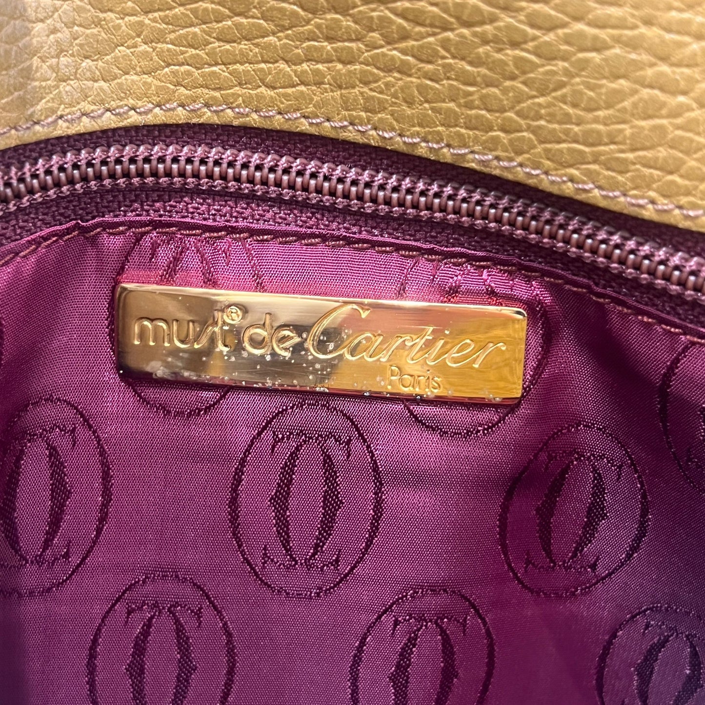 Cartier Vintage Must Line Beige Leather Shoulder Bag