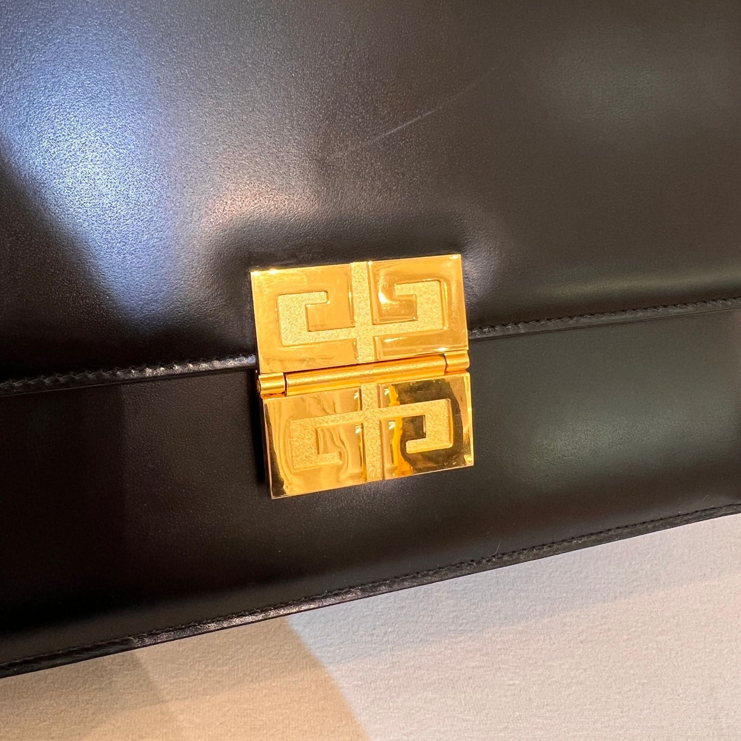 Givenchy Vintage 4G Logo Black Smooth Leather Shoulder Bag