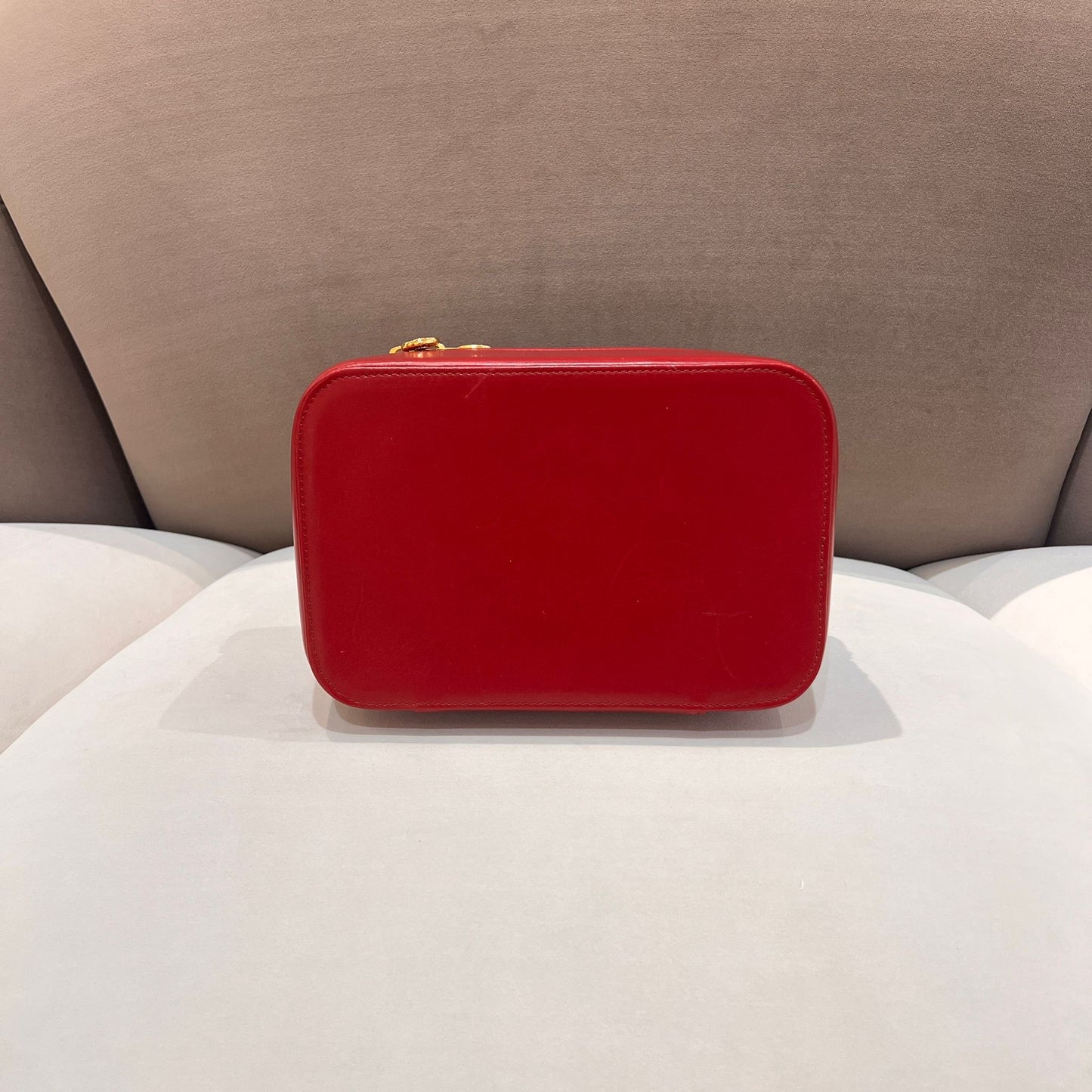 Versace Vintage Red Leather Vanity Handbag