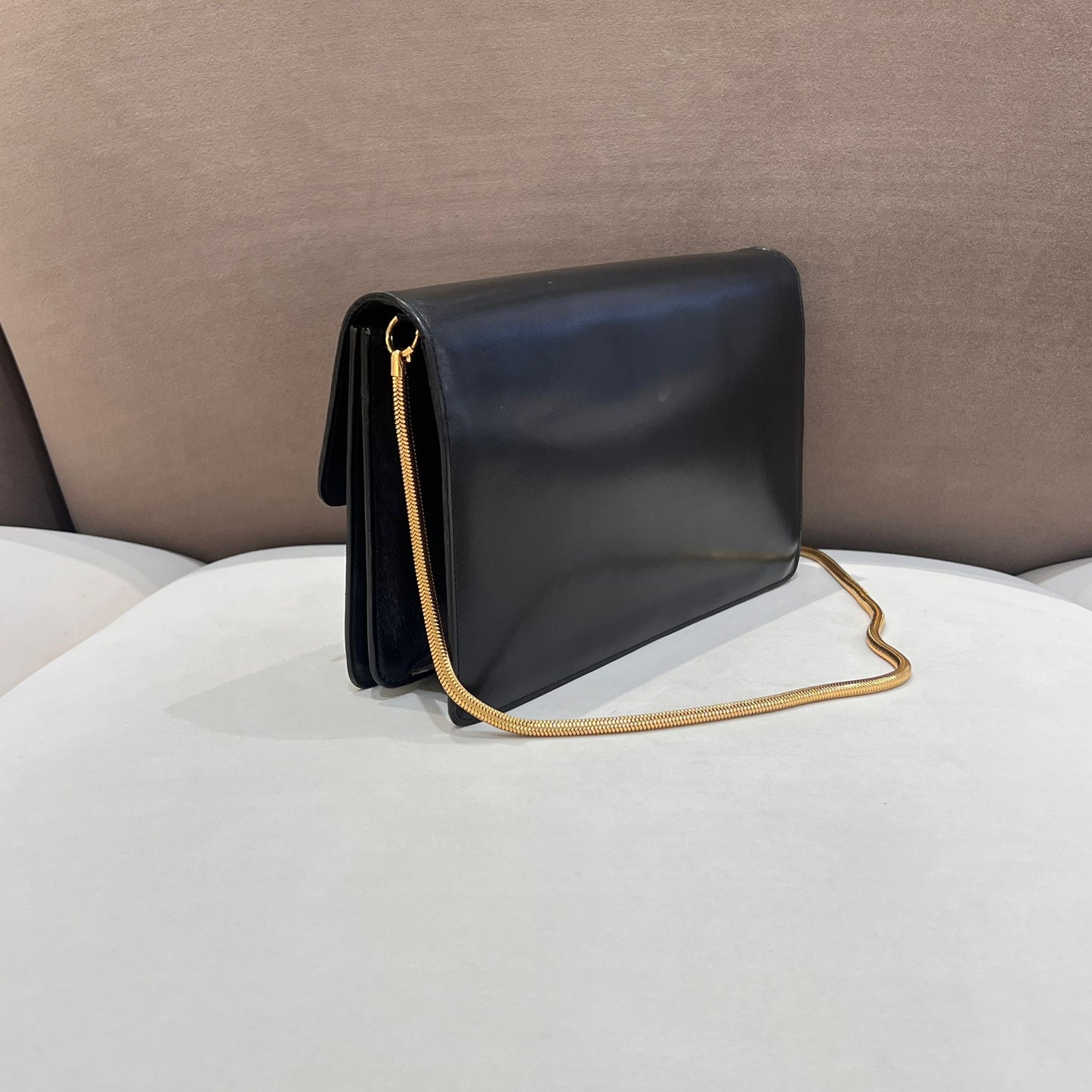 Yves Saint Laurent Vintage Black Leather Chain Shoulder Bag