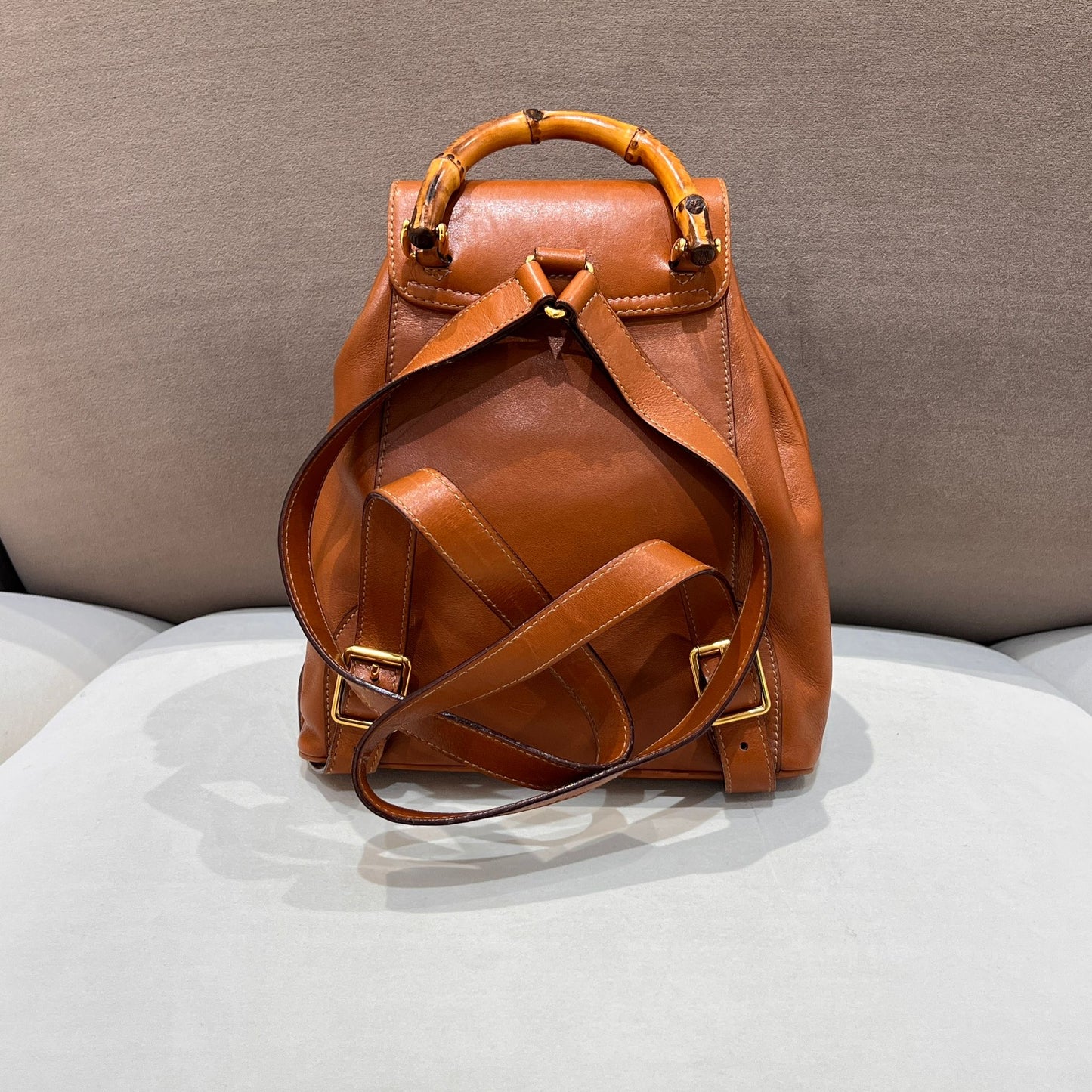 Gucci Vintage Mini Bamboo Leather Backpack
