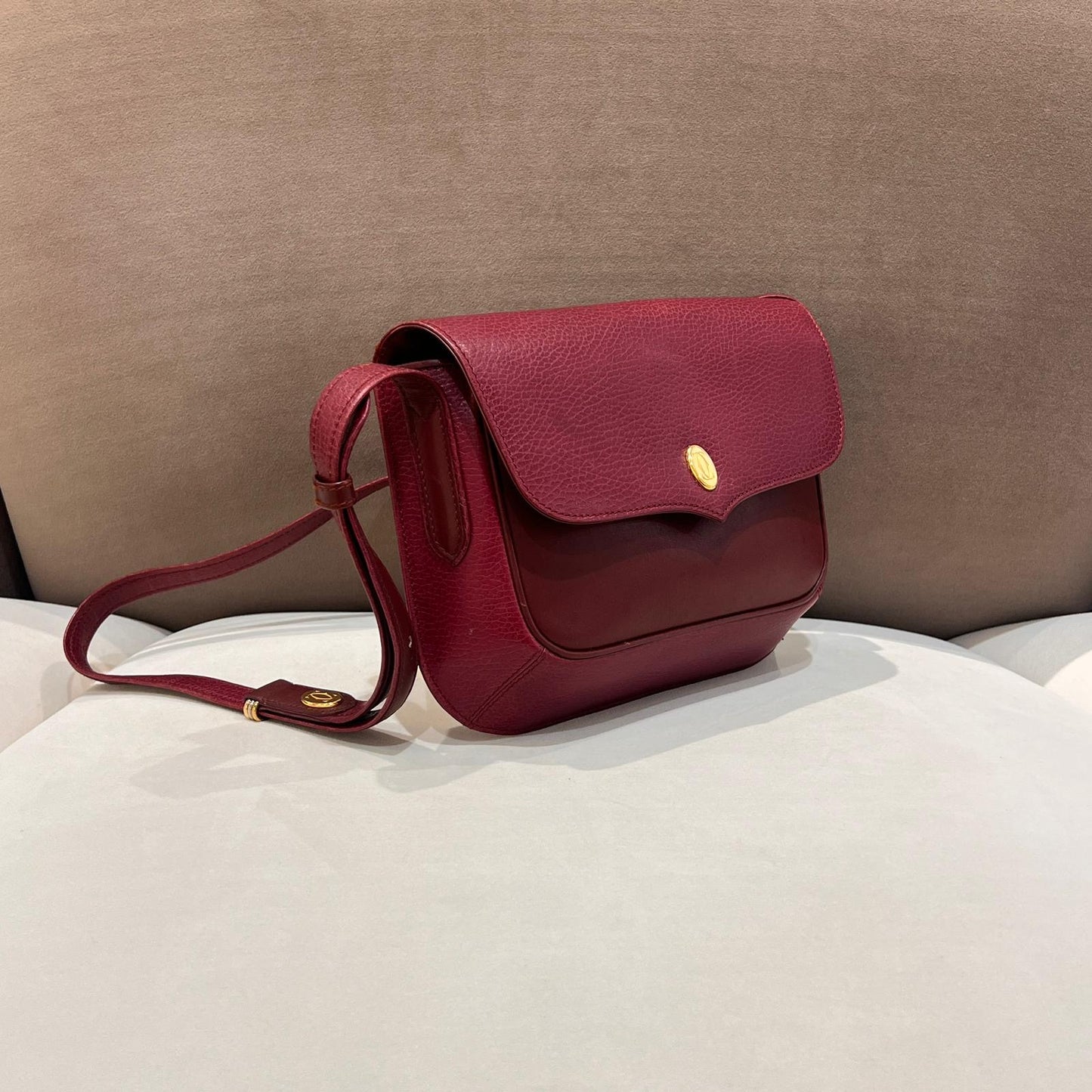 Cartier Vintage Burgundy Leather Must De Cartier Shoulder Bag