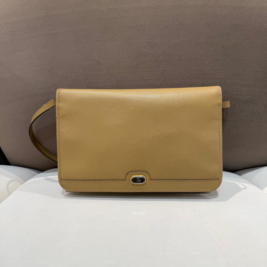 Christian Dior Vintage Beige Leather Envelope Shoulder Bag