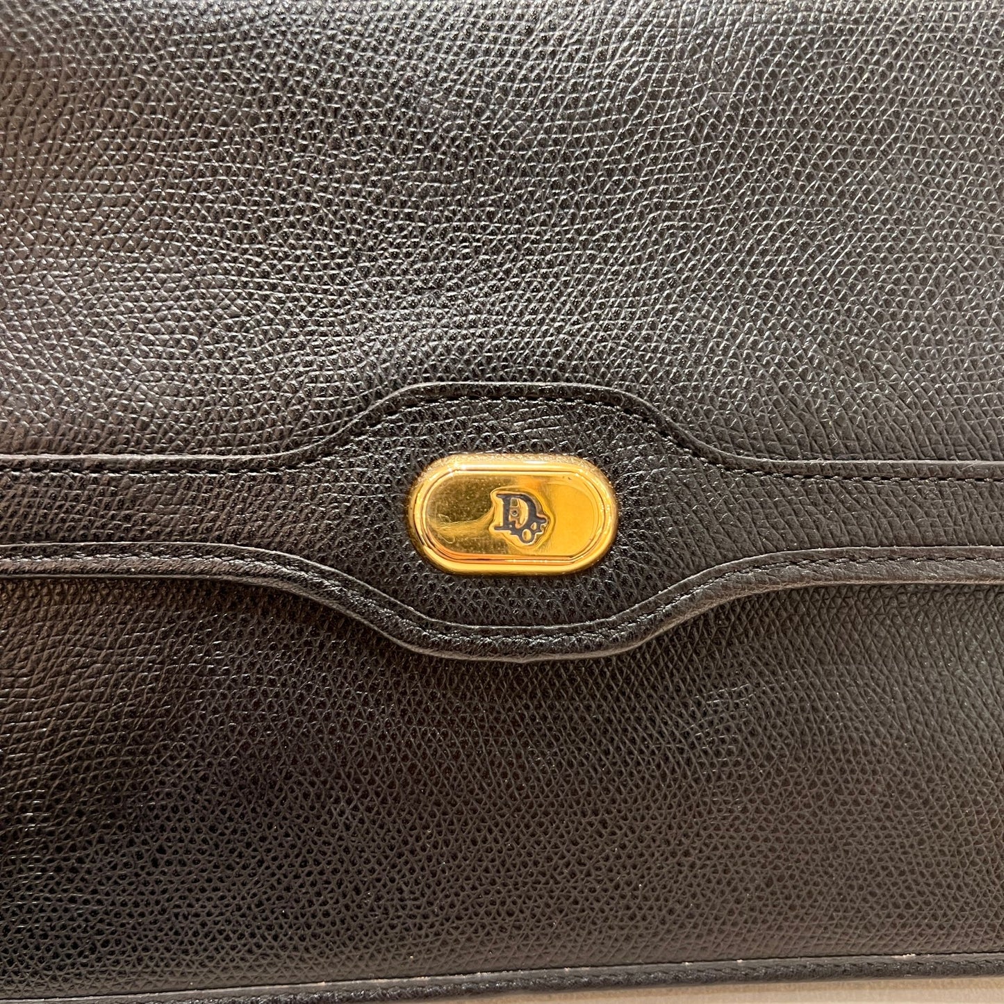 Christian Dior Vintage Black Leather Push-Lock Mini Shoulder Bag