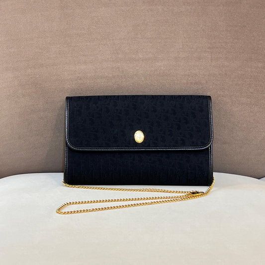 Christian Dior Vintage Trotter Chain Black Shoulder Bag