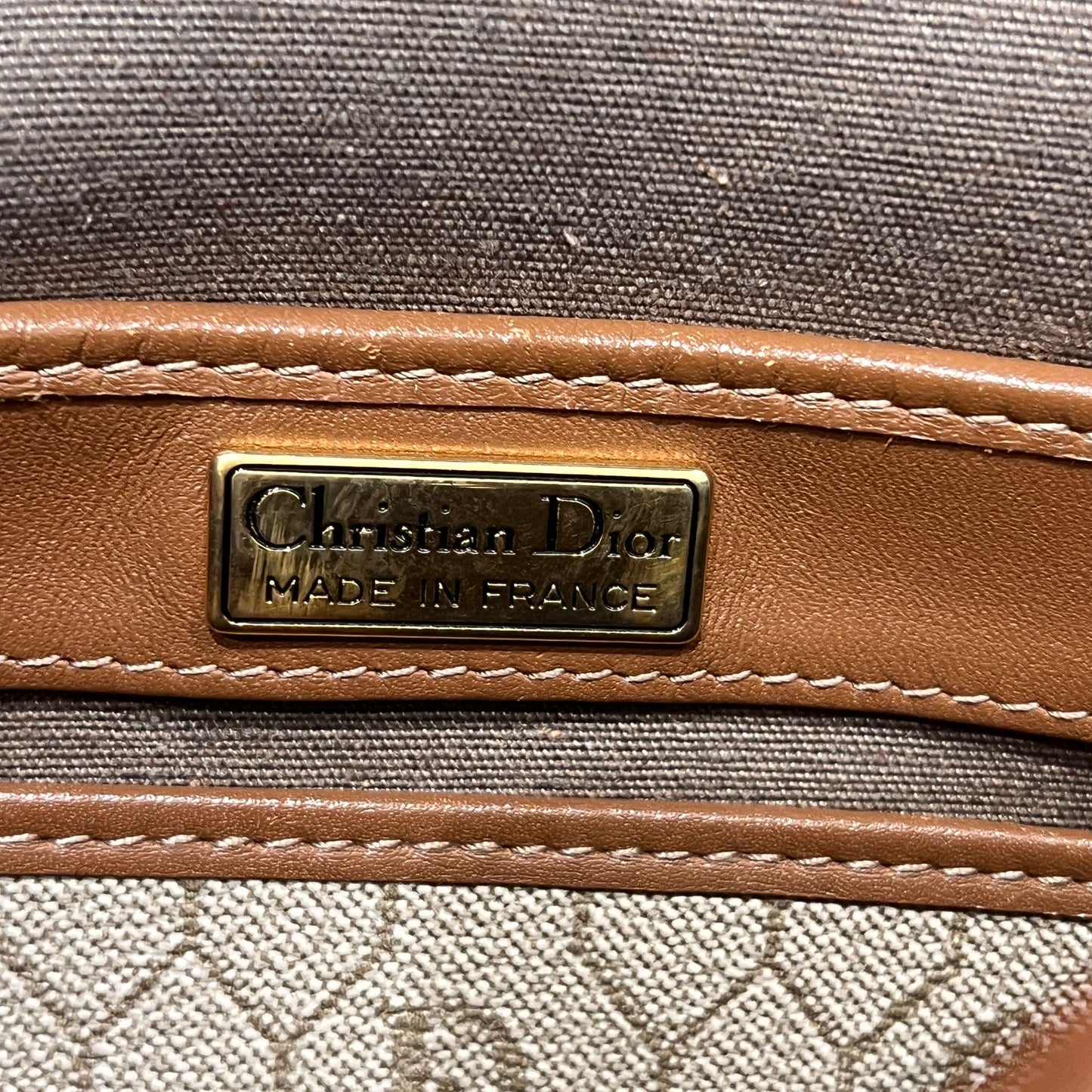 Christian Dior Vintage Honeycomb Pvc Brown Leather Drawstring Backpack