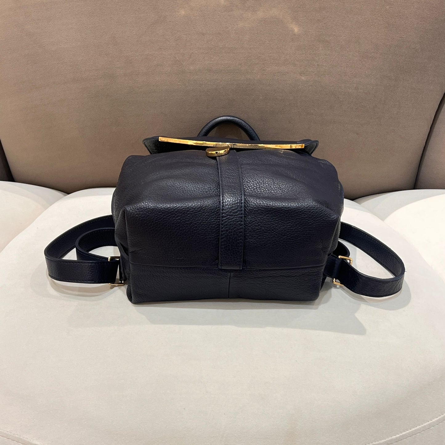 See By Chloé Vintage Black Leather Curved Hardware Backpack