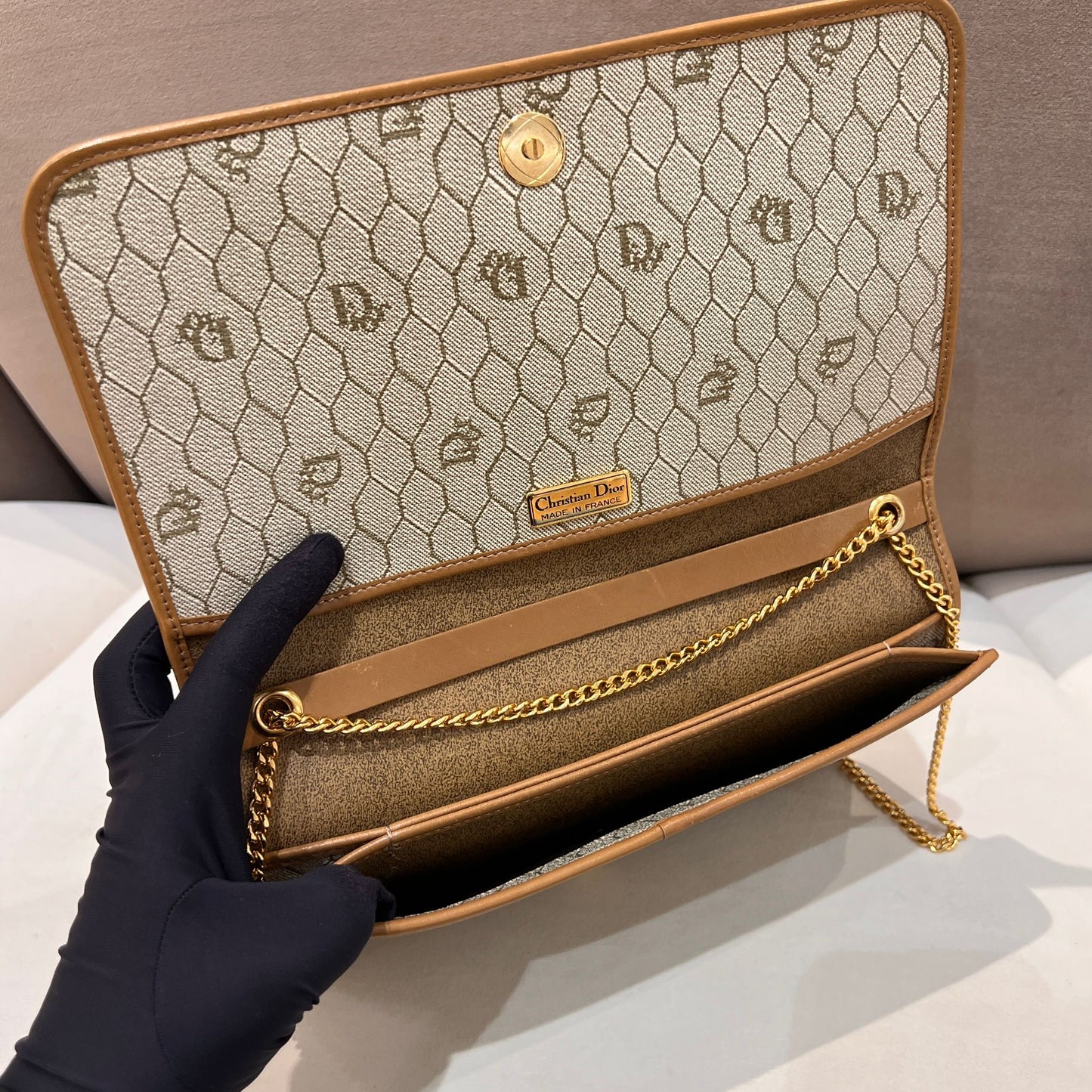 Dior Vintage Honeycomb Golden Chain Shoulder Bag