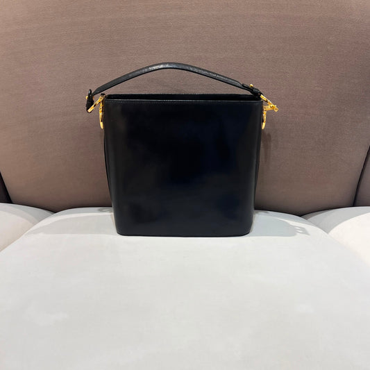 Ferragamo Vintage Black Leather Gancini 2-Way Shoulder Bag