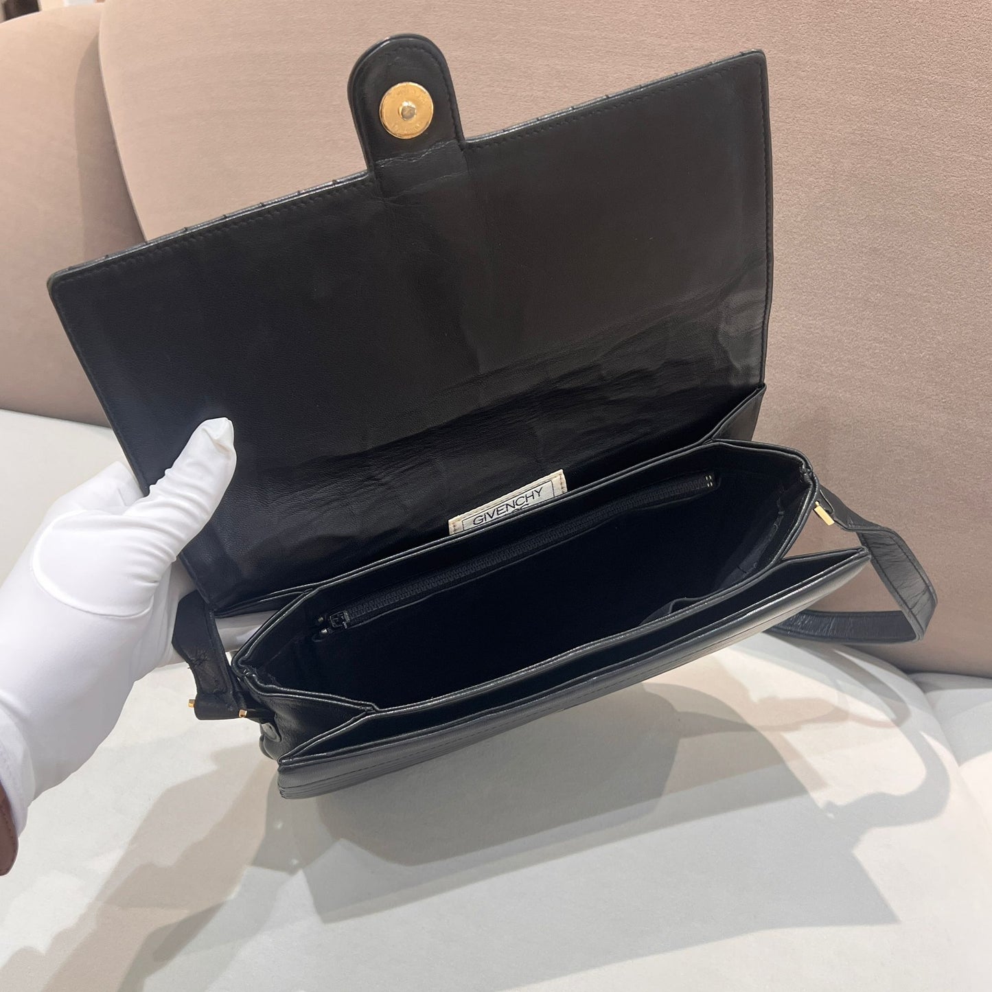 Givenchy Vintage Black Quilted Leather 4G Logo Flap Shoulder Bag