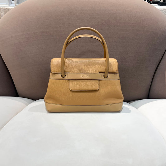 Delvaux Vintage Beige Grained Leather Structured Top Handle Handbag