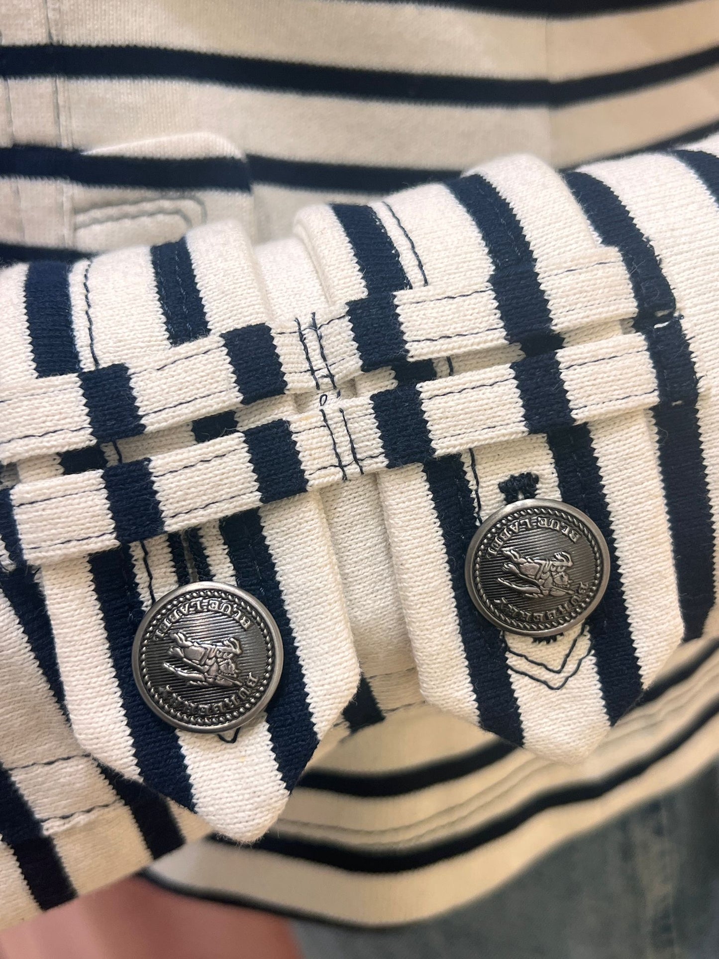 Burberry Blue Label Vintage Striped Double-Breasted Cotton Jacket