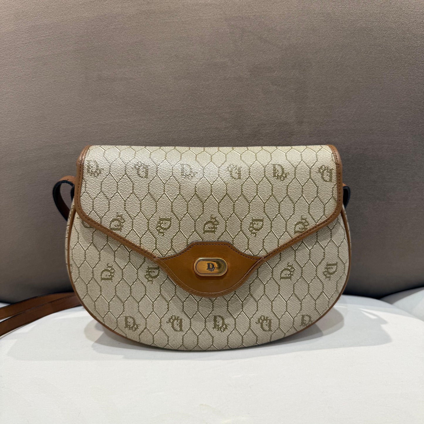 Christian Dior Vintage Brown Monogram Pvc Saddle Shoulder Bag