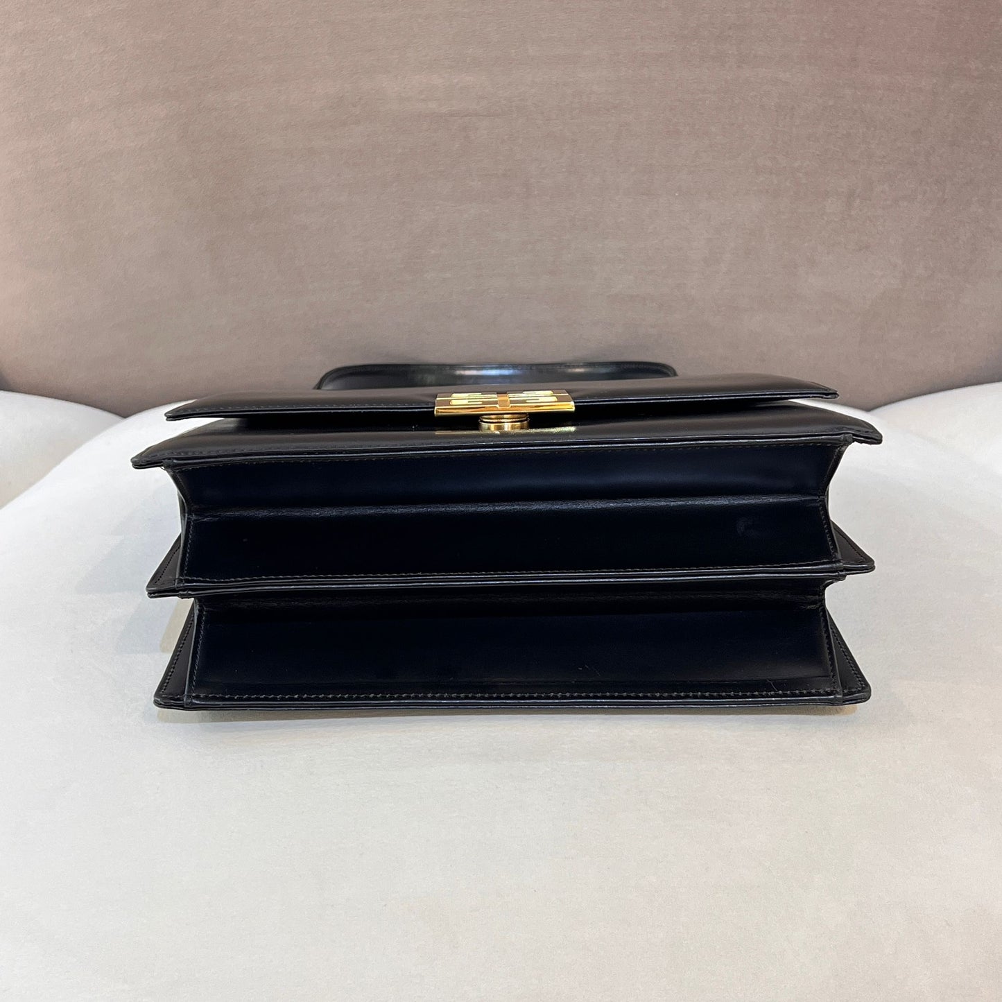 Givenchy Vintage 4G Logo Black Smooth Leather Shoulder Bag