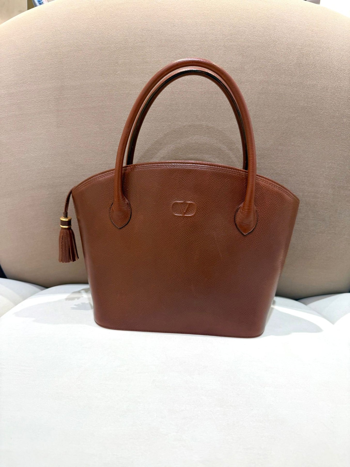 Valentino Garavani Vintage Burgundy Leather Top Handle Handbag