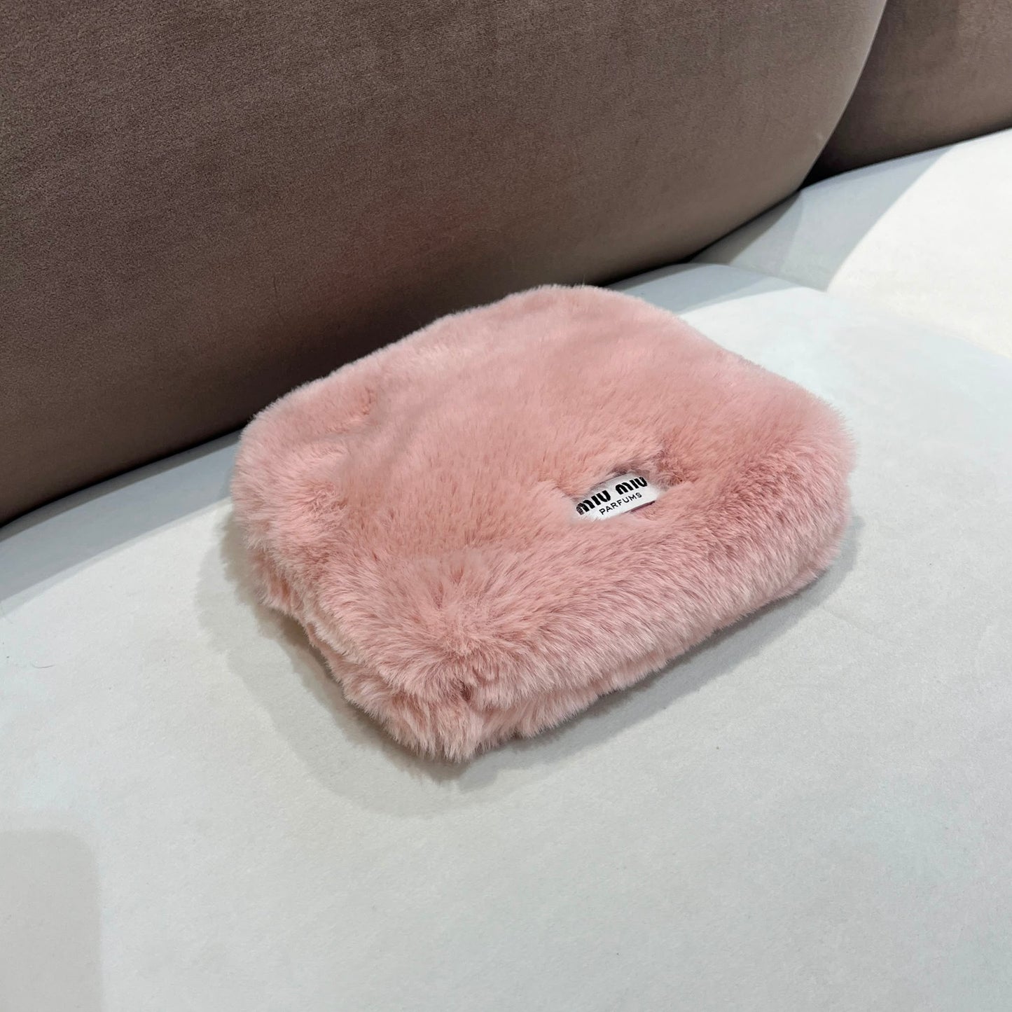 Miu Miu Pink Faux Fur Cosmetic Pouch