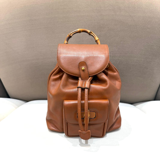 Gucci Vintage Bamboo Brown Leather Mini Backpack