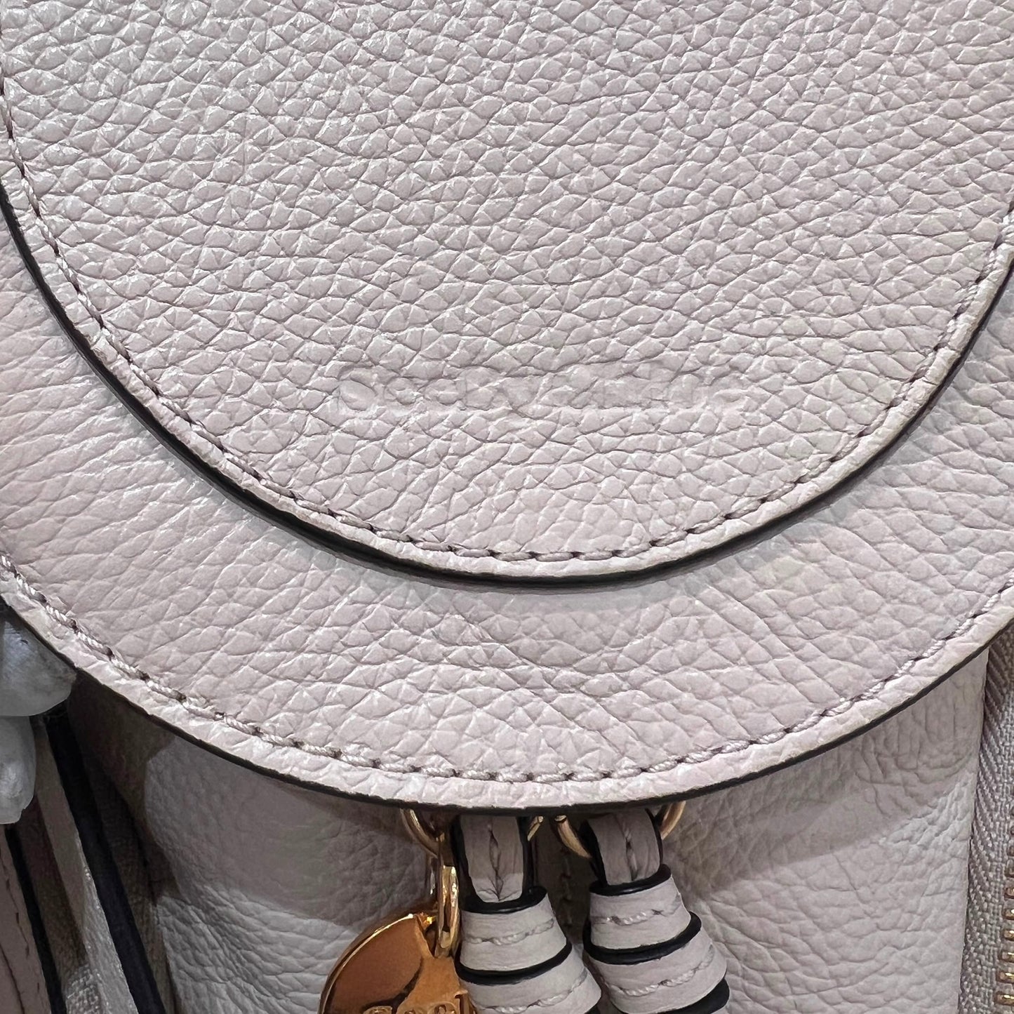 See By Chloé Vintage Ivory Leather Drawstring Backpack