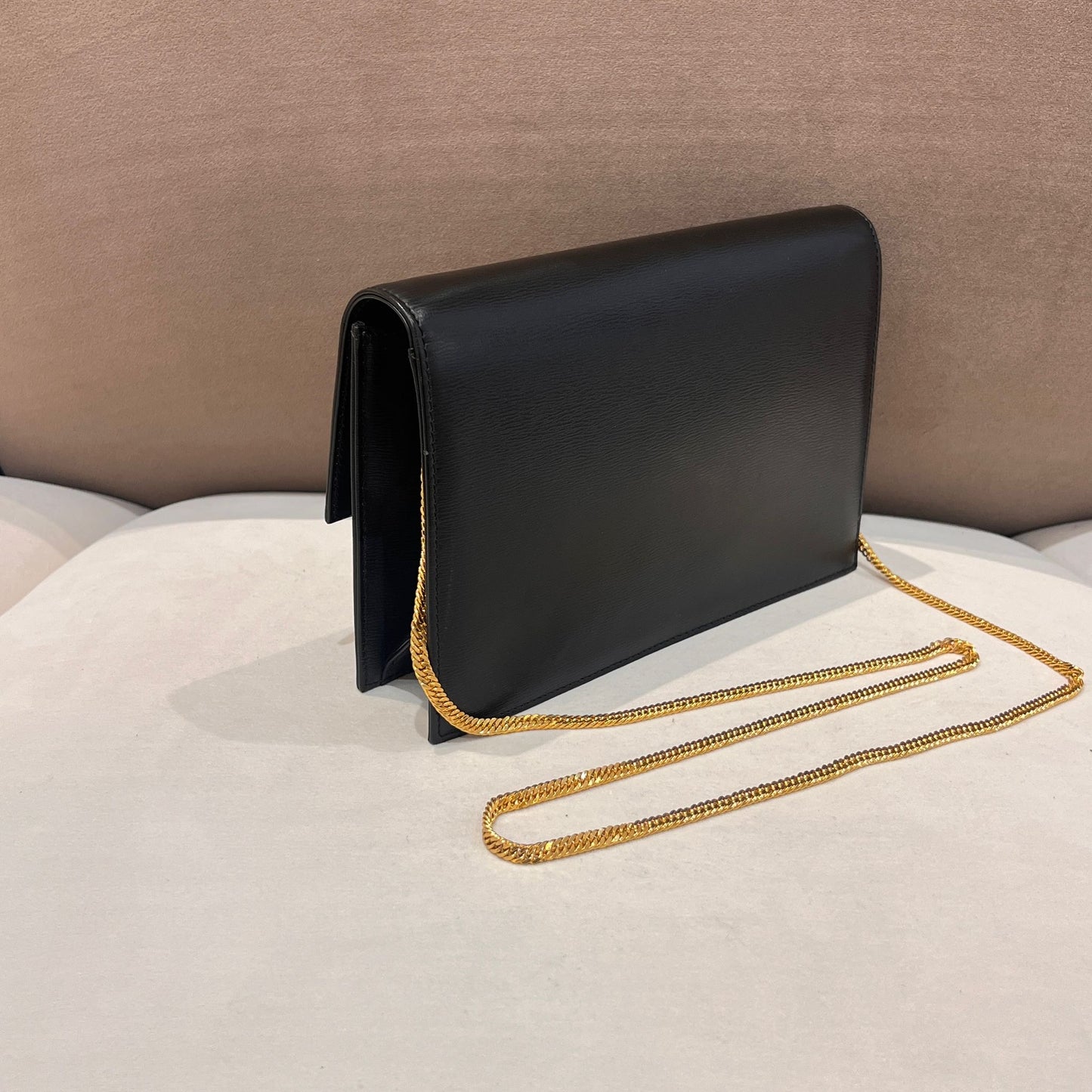 Christian Dior Vintage Black Leather Chain Shoulder Bag