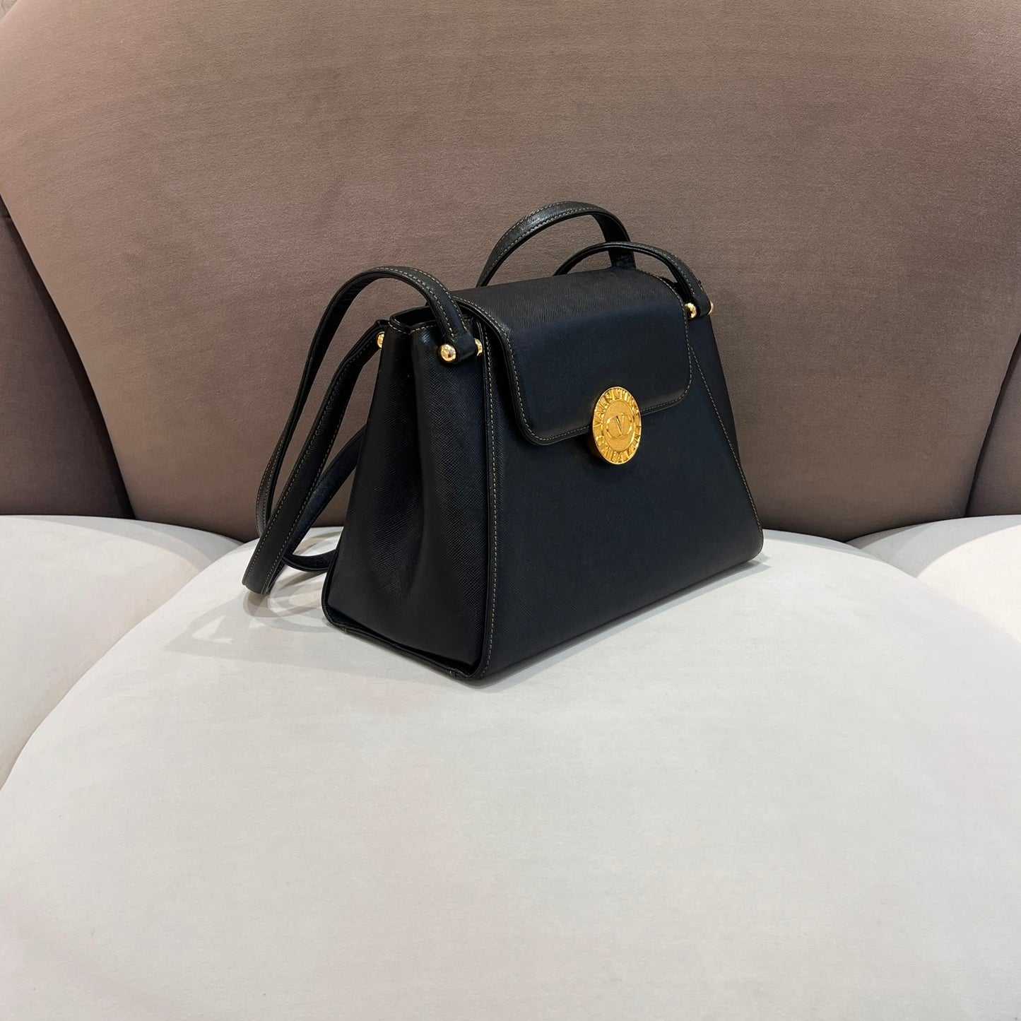 Valentino Garavani Black Leather Tote Bag