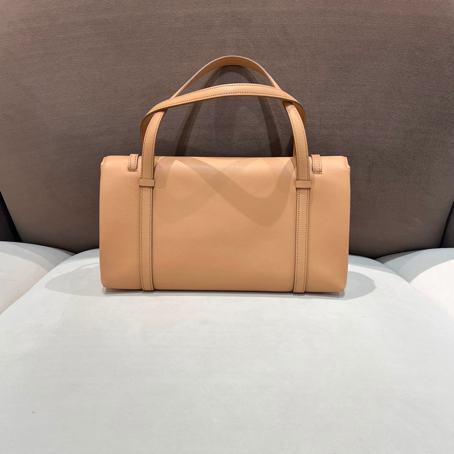 Cartier Vintage Beige Cabochon Leather Flap Handbag