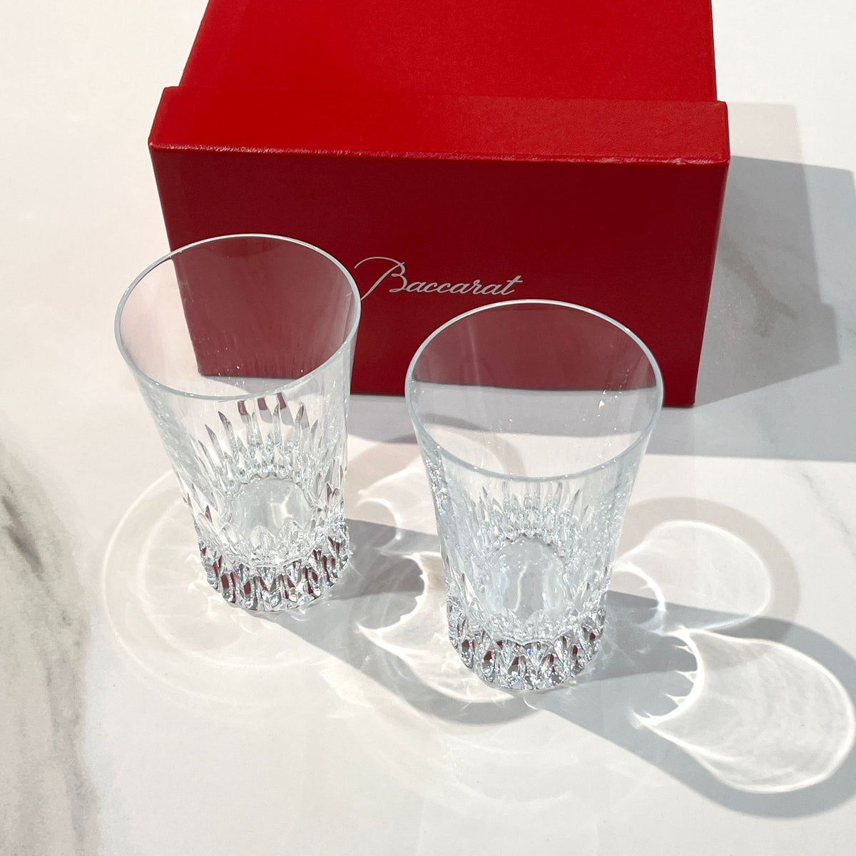 Baccarat cut crystal tumblers set with box