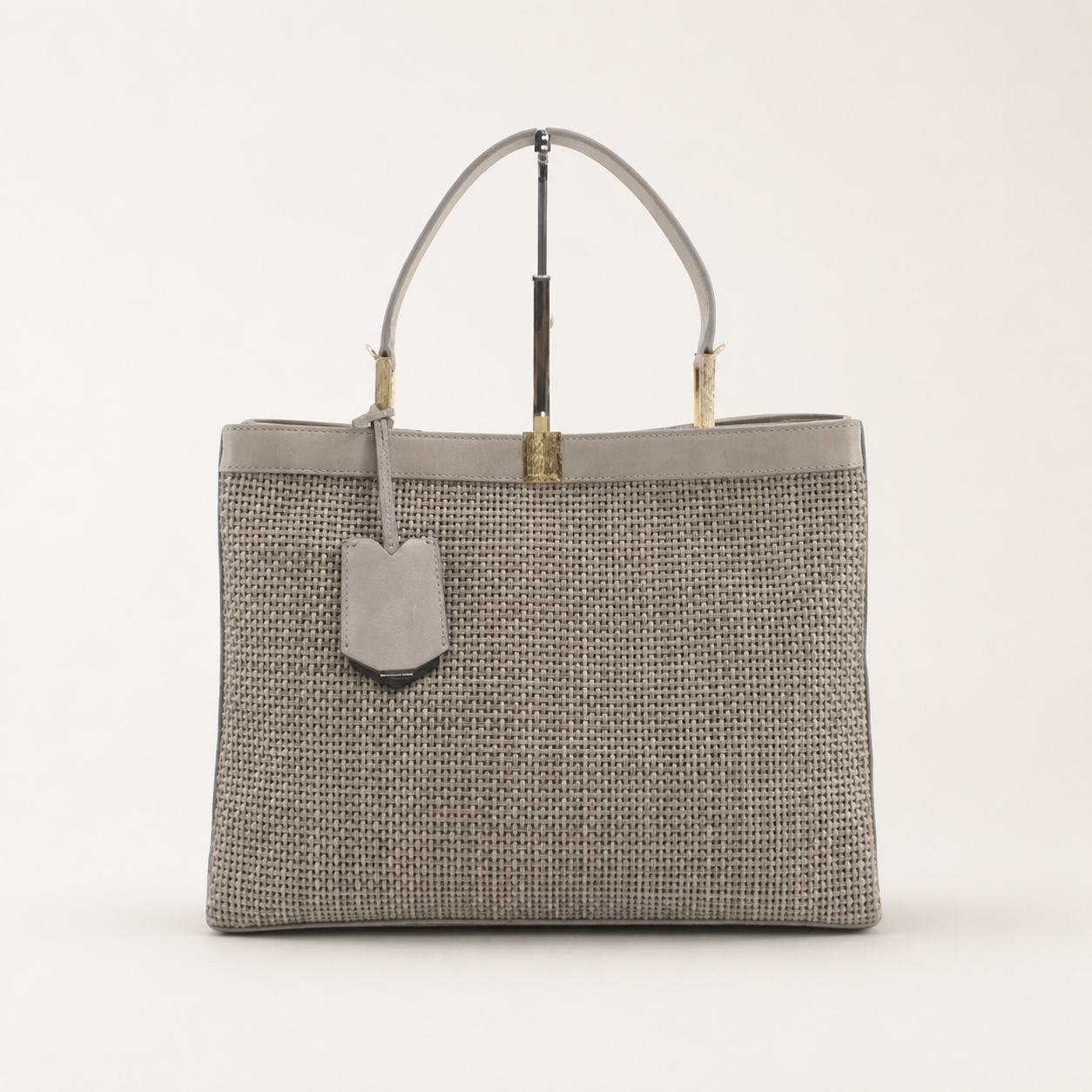 BALENCIAGA vintage greige textured leather 2-way tote bag, front view