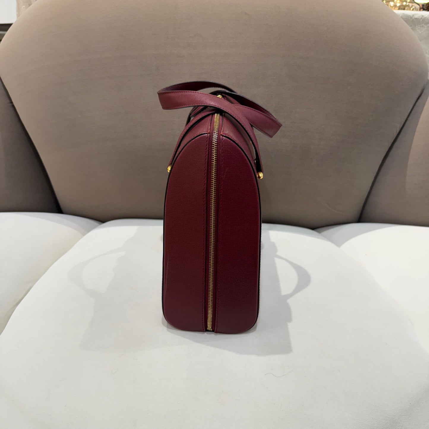 Cartier Vintage Bordeaux Leather 2-Way Top Handle Bag