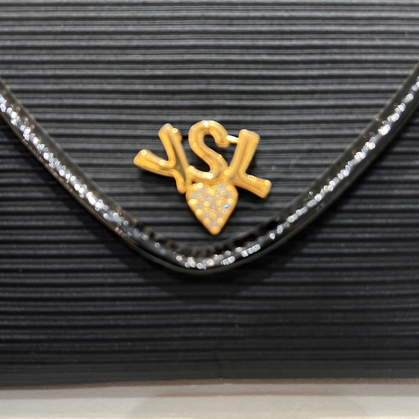 Yves Saint Laurent Vintage Ysl Heart Crystal Black Leather Shoulder Bag