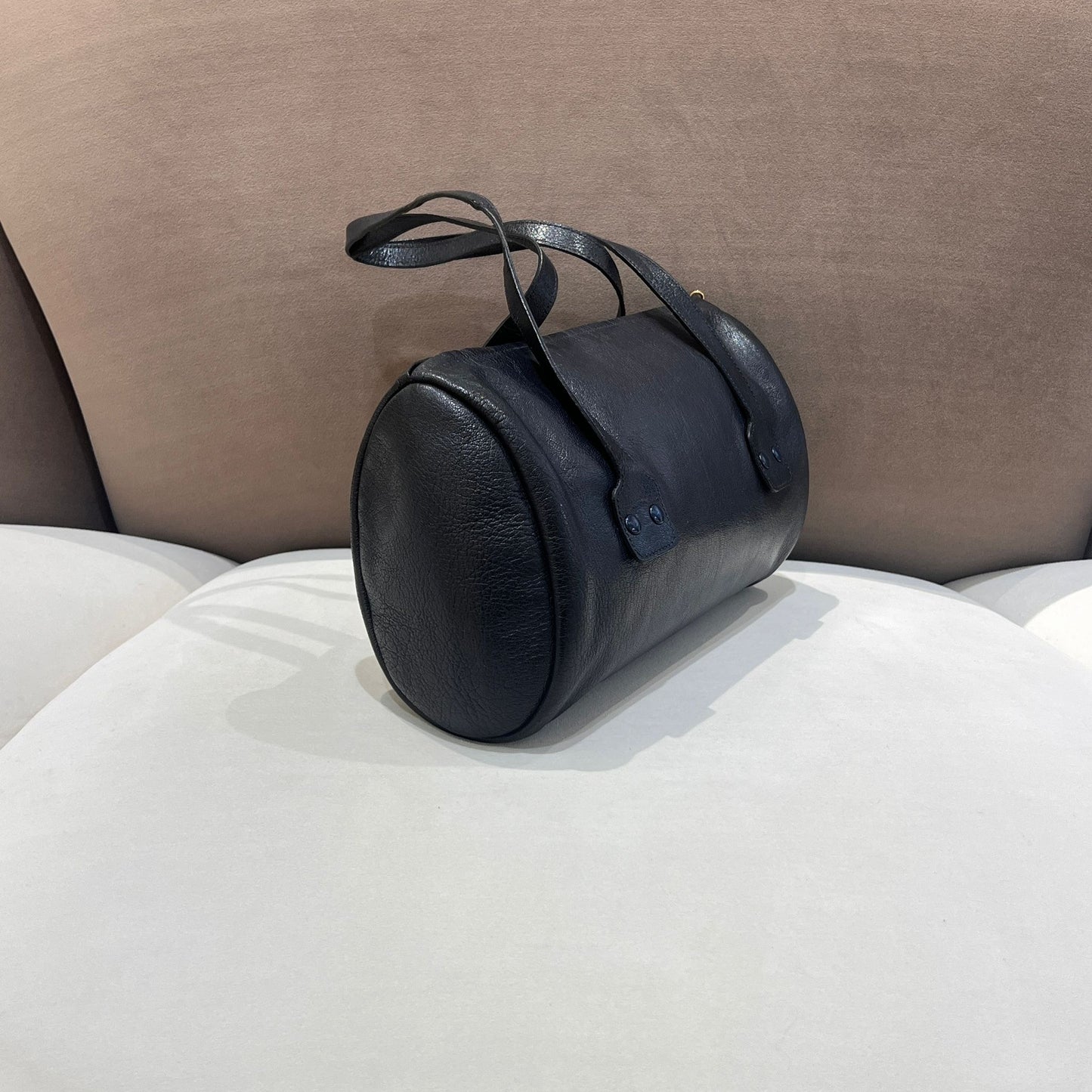 Christian Dior Vintage Cd Logo Black Leather Barrel Shoulder Bag