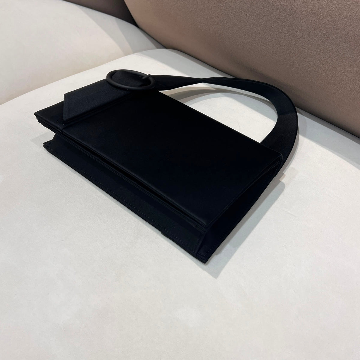 Givenchy Vintage Black Satin Ring Handle Evening Bag