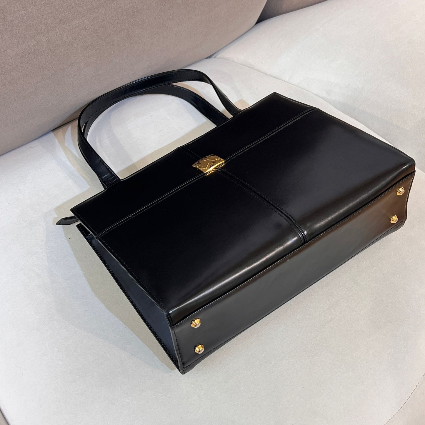 Yves Saint Laurent Vintage Black Leather Handbag With Ysl Logo Hardware