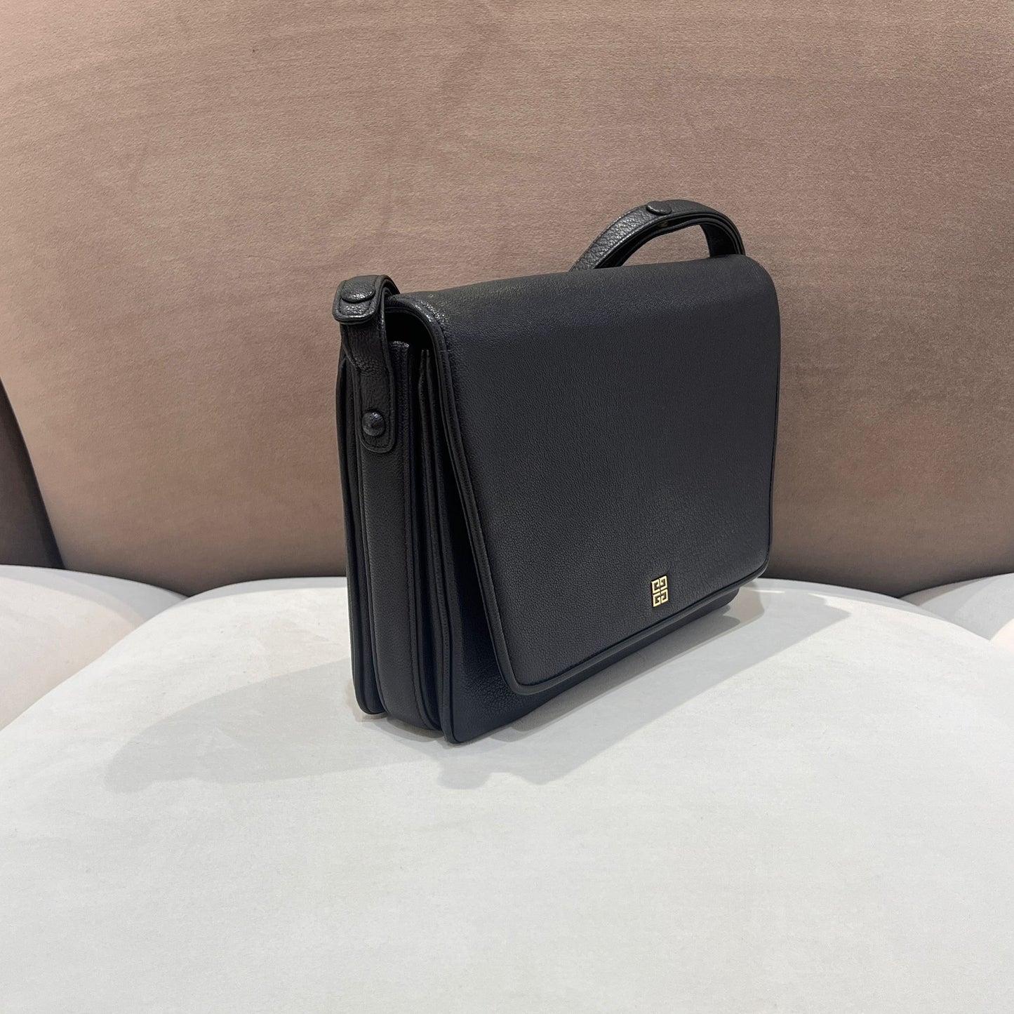 Givenchy Vintage Black Leather 4G Logo Slim Shoulder Bag