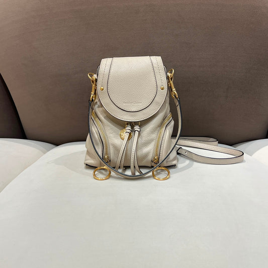See By Chloé Vintage Ivory Leather Drawstring Backpack