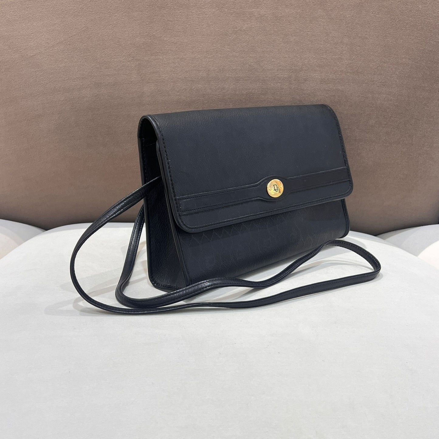 Christian Dior Vintage Honeycomb Black Shoulder Bag