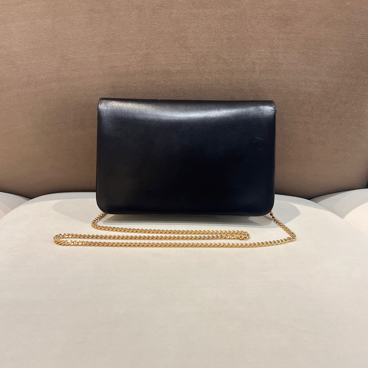 Christian Dior Vintage Black Leather Cd Chain Shoulder Bag