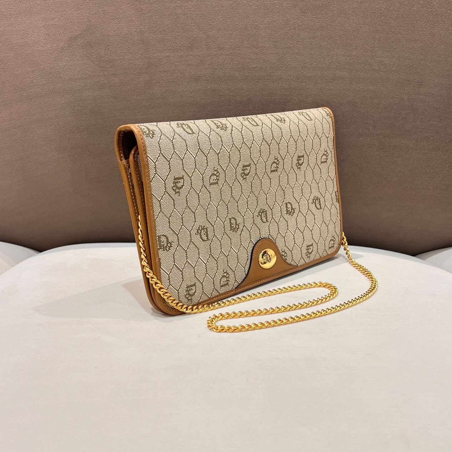 Dior Vintage Honeycomb Golden Chain Shoulder Bag