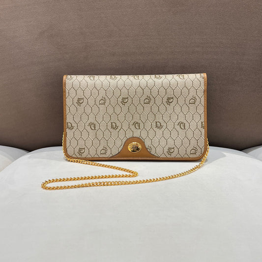 Dior Vintage Honeycomb Golden Chain Shoulder Bag