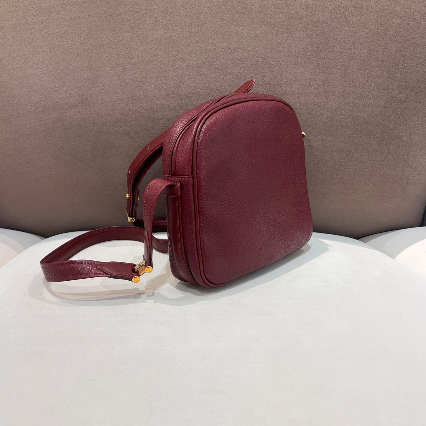 Cartier Vintage Bordeaux Leather Tassel Shoulder Bag With Pouch