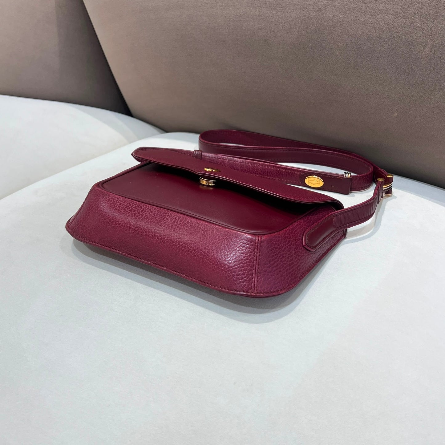Cartier Vintage Bordeaux Leather Shoulder Bag