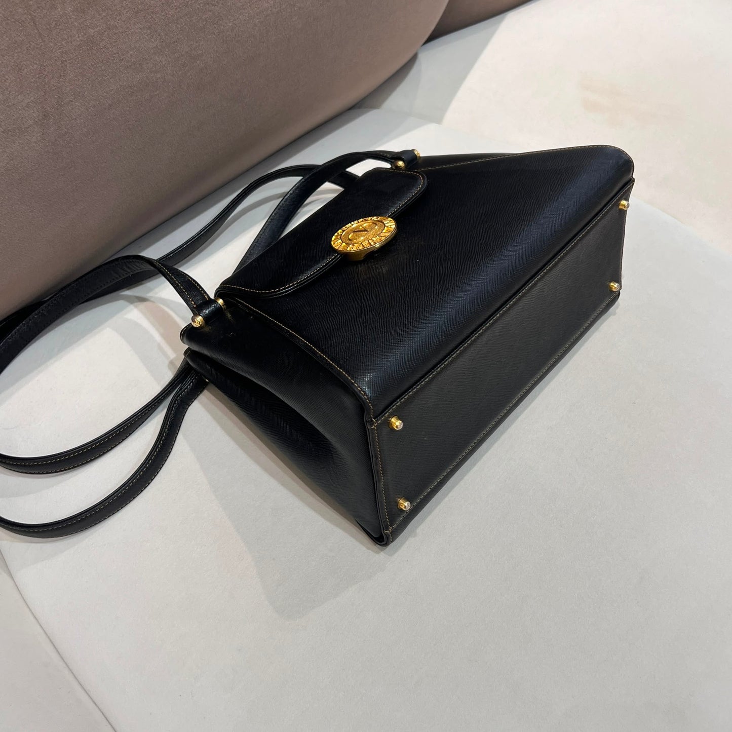 Valentino Garavani Black Leather Tote Bag