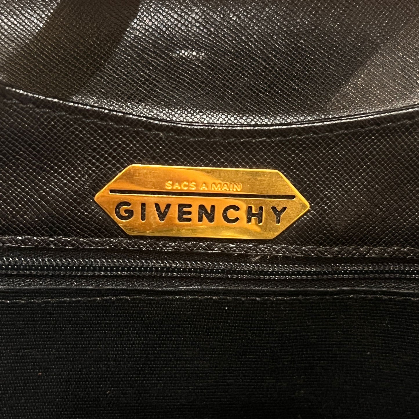 Givenchy Vintage Black Leather Flap Top Handle Shoulder Handbag