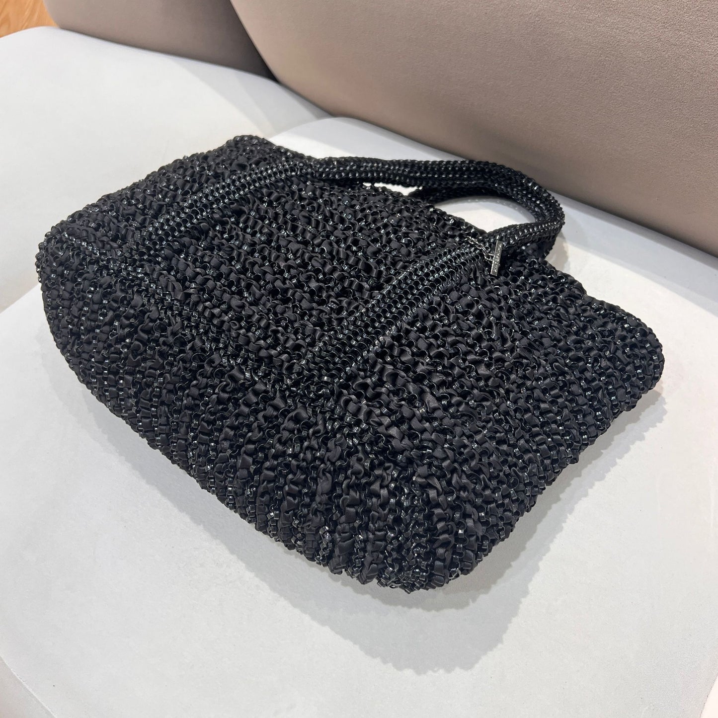 Anteprima Vintage Black Wire Knit Tote Bag