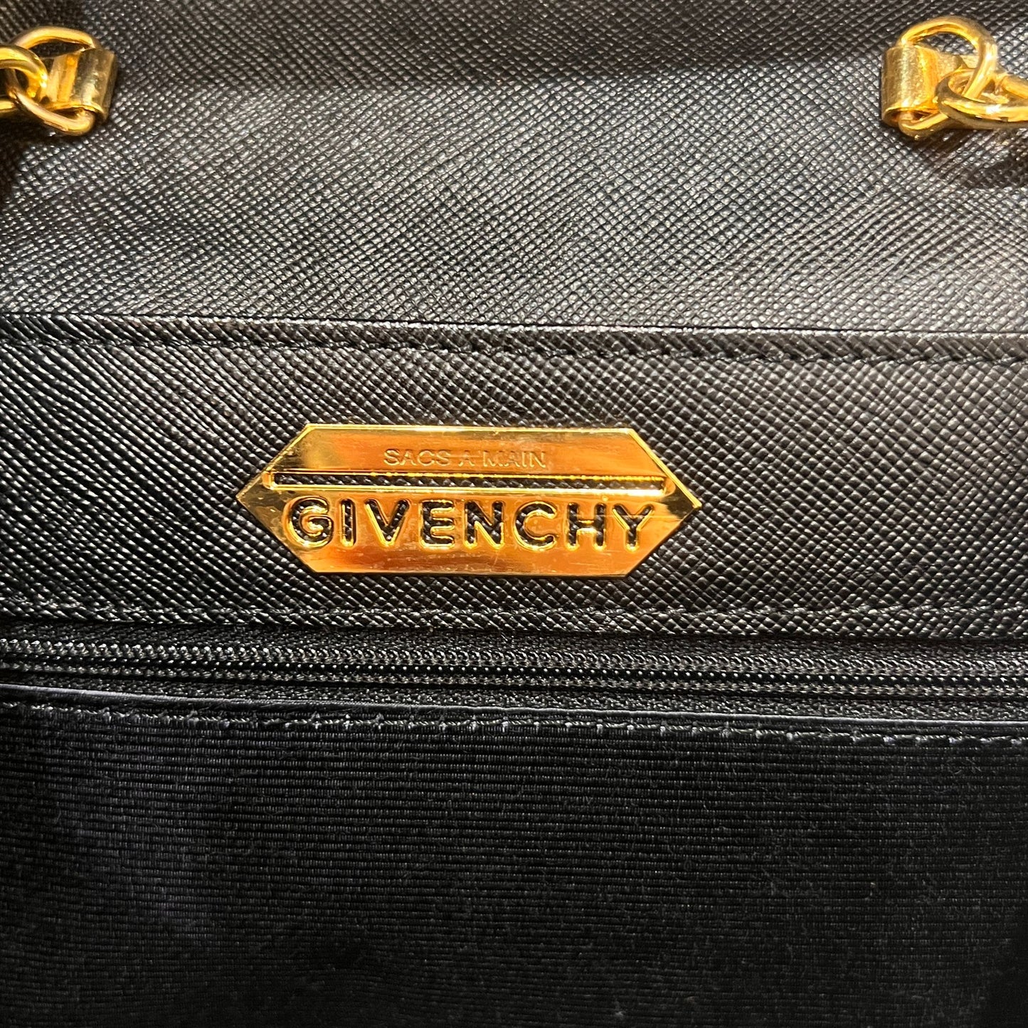 Givenchy Vintage Turn Lock Black Leather 2 Way Handbag