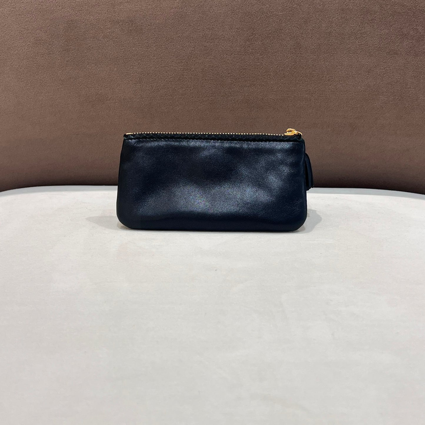 Loewe Vintage Black Nappa Leather Anagram Coin Pouch Key Case